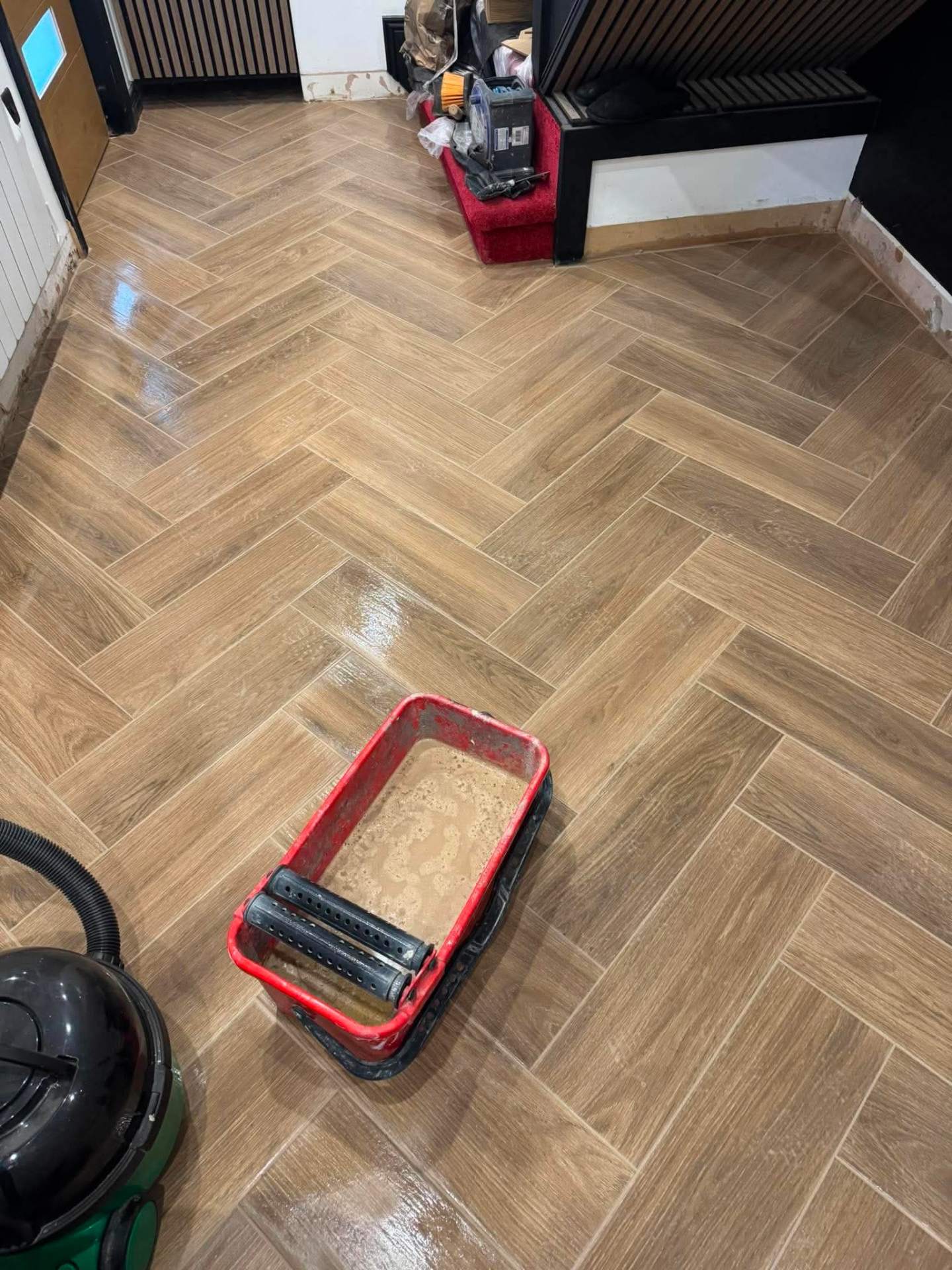 Marble shower — substrate prepped and clipped up